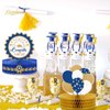 NICROLANDEE 9PCS Graduation Party Decorations Class of 2023, Blue and Gold Graduation Centerpieces for Tables, Congrats Grad Honeycomb Table Toppers for Graduation Party Supplies