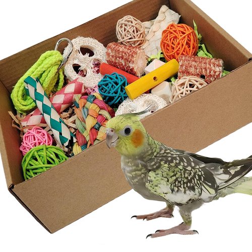 bird toys，Colorful Parrot Foraging and Tearing Toy Box - Suitable for chewing and foraging of long tailed parrots, Quaker parrots，cockatoos, Sun Conure， and other small and medium-sized parrots