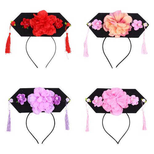 PRETYZOOM Girls Dresses 4pcs Chinese Hair Accessories - Vintage Qing Dynasty Hairhoop, Ancient Princess Headband, Royal Headpiece for Women Girls, Random Color, Plastic, 25x23x1cm, Hand Wash Only