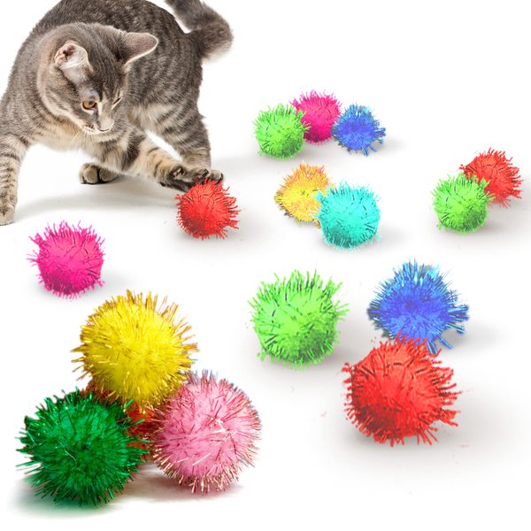 CoCoo 20-Pack Cat Toy Sparkle Ball Jumbo Pack, Unleash Your Cat’s Inner Lion, No More Flabby Tummy, Get Your Kitty Fit Again with These Sparkly Balls, Ideal for Multi-Cat Homes, Bond Over Play