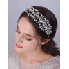 JWICOS Wedding Headband Crystal Tiara Bridal Headpieces for Bride Pearl Hair Vine Wedding Hair Accessories for Party Prom Bride Women (Silver)