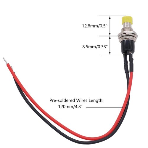 Gebildet 12pcs 7mm 3V-6V-12V-24V-230V/1A Prewired Mini Momentary Push Button,SPST Nomal Open ON/Off 2 Pin Round Button for Model Railway Hobby