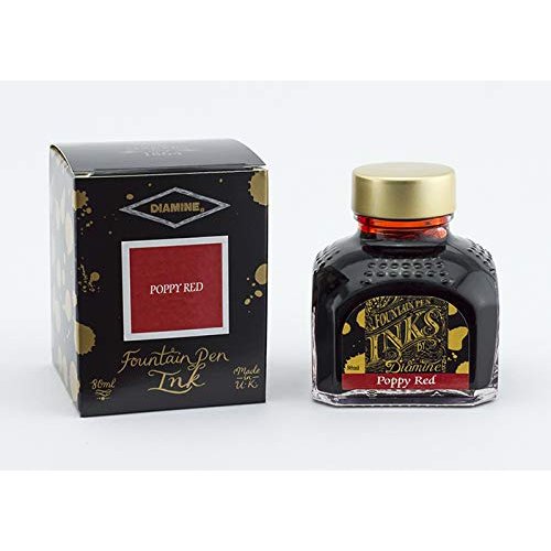Diamine Fountain Pen Ink, 80 ml Bottle, Poppy Red