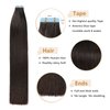 YILITE Tape in Hair Extensions 20 inches 20pcs 50g Silky Straight Seamless Skin Weft Tape in Human Hair Extensions Off Black Tape in Extensions Real Human Hair