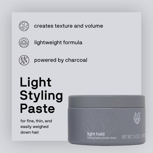 Black Wolf Hair Styling Paste for Men, Light Hold - Water Based Hair Styling Product for All Hair Styles & Types - Barber Grade Non-Greasy & Long Lasting Wax - Add Texture & Volume, 3 oz