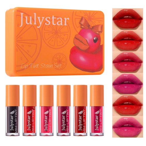 6 Colors Lip Tint Stain Set,Plumping Mini Liquid Lipstick,Multi-use Lip and Cheek Tint, Long last...