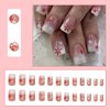 24Pcs Christmas Snowflake Press on Nails Short Square Fake Nails Glitter Snowflake Design French Tip with Rhinestones Holiday Nail Decor Winter Holiday False Nails Xmas Stick on Nails for Women