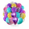300 Pcs Mermaid Balloons Set, 12 Inches Purple Metallic Purple Teal Hot Pink Yellow Latex Balloons and Confetti Balloons for Birthday Mermaid thematic Party Decoration