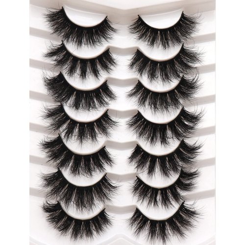 Fyonas False Eyelashes Pack 20MM Super Fluffy 6D Faux Mink Lashes Soft Long Dramatic Luxury Volume Eye Lashes 7 Pairs Pack (801-Fireworks)