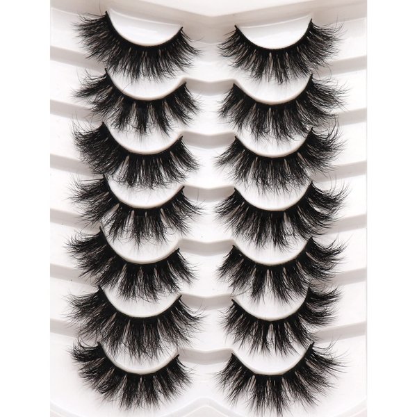 Fyonas False Eyelashes Pack 20MM Super Fluffy 6D Faux Mink Lashes Soft Long Dramatic Luxury Volume Eye Lashes 7 Pairs Pack (801-Fireworks)