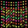 106feet Glow in The Dark Neon Star Paper Garland Under Blacklight for Birthday Party Supplies and Decorations Hanging Fluorescent Green Pink Streamers for Party Favors Wedding Accessories