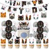 137pcs Cat Birthday Decorations Cat Themed Party Supplies - Banner Plates Napkins Hanging Swirls Kitten Balloons Cake Cupcake Toppers Tablecloth Stickers for Kids Girls Party Decor (Black+White)