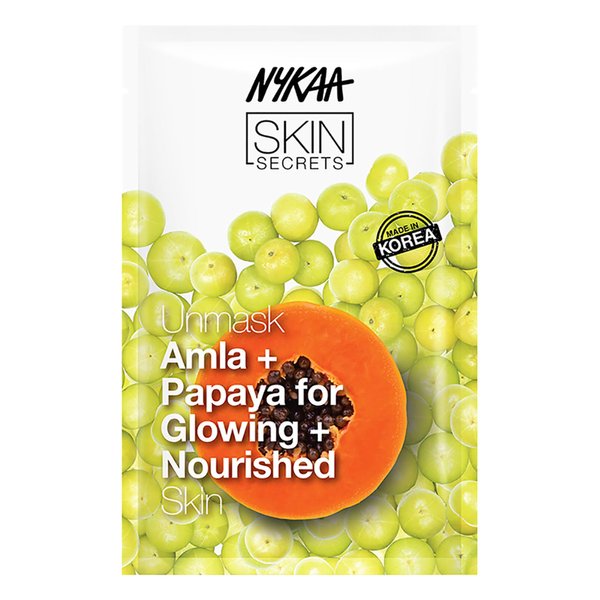 Nykaa Naturals Skin Secrets Bubble Sheet Mask, Amla and Papaya, 0.67 oz - Exfoliating, Acne Scar Lightening Sheet Face Mask - Pore Minimizing Mask