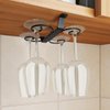 GeLive Under Cabinet Wine Glass Holder Stemware Rack Glass Storage Hanger With 4 Hooks Organizer for Kitchen and Bar (Black)