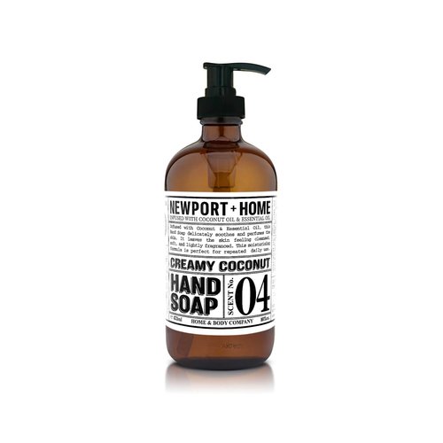 Newport + Home Hand Soap, Creamy Coconut 16 oz/473ml Infused w/Coconut Oil & Essential Oil by Home and Body Co