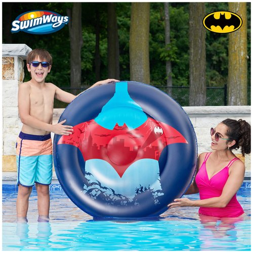 Swimways DC Batman Reversible Boat, Inflatable Pool Floats & Kids Pool Toys, Swimming Pool Accessories & Beach Essentials for Kids Aged 5 & Up