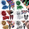 Holographic Nail Art Foil Glitters Kit 6 Boxes 3D Nail Glitter Flakes Nail Art Supplies Confetti Sparkly Aluminum Foil Irregular Foil Glitter Nail Design for Acrylic Nails Decorations Accessories