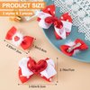 HINZIC 4PCS Heart Hair Bow Clips Red White Glitter Sequins Furry Bows Hair Pins Halloween Christmas Weddding Prom Engagement Valentines Accessories for Women Thin Hair