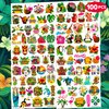 100 PCS Hawaiian Tattoos Birthday Party Decorations Supplies Favors Tiki Hawaii Luau Temporary Tattoos Flower Tropical Summer Beach Aloha Palm Decor Stickers Accessories Gift School Prizes Rewards