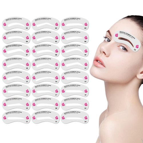 IONSGAKO 24PCS Eyebrow Stamp Stencil Kit Eyebrow Stencils Eyebrow Template Eyebrow Shaper Kit Brow Stencil for Shaping Fashionable Eyebrows