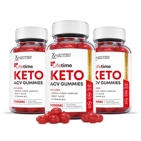 Justified Laboratories (3 Pack) Lifetime Keto ACV Boost Gummies 1000MG with Pomegranate Juice Beet Root B12 180 Gummys