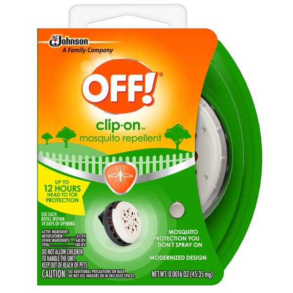 OFF! Clip-On Mosquito Repellent, Clip-On Fan Unit and 1 Repellent Refill, Attaches to Belt, Waistband, or Purse