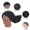 100% Real Hair Mannequin Head 16" Hairdresser Cosmetology Manikin Training Practice Doll Head for for Hairstyling (Black 16inch B)