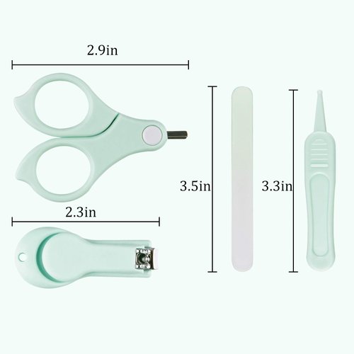GLOVAL BABY Baby Nail Kit, Baby Manicure Kit and Pedicure kit with Cute Owl Shape Case. Baby Nail Clipper, Scissor, Baby Nail File & Tweezer for Newborn, Infant & Toddler, Mothers Day Gifts(Green)