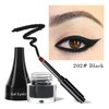 LSxia 2-in-1 Gel Eyeliner Set, Tattoo Eyeliner Waterproof Smudge Proof Eyeliner Gel Eye-liner Pot Cream Eyeliner Tool with Gel Liner Brush, High Pigment Eye Makeup Gel Eye-liners for Women (Black)