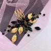 Kercisbeauty Something Green Crystal Gold Hair Comb for Wedding Brides Handmade Boho Leaf Hair Accessories for Dancing Prom (Black)