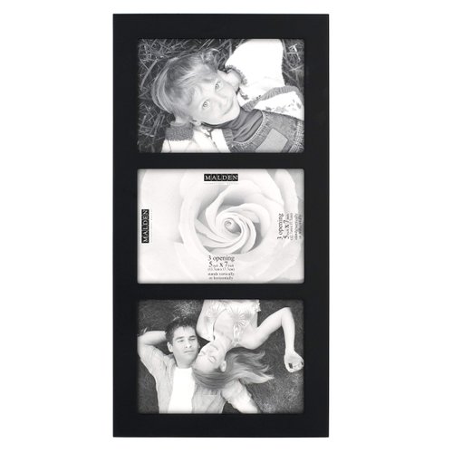 Malden 3-Opening Collage Frame, Displays Three 5x7 Pictures, Black
