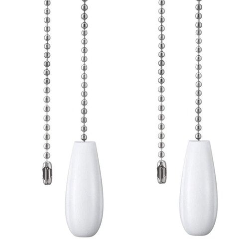 Ceiling Fan Chain Pulls White Wooden Pull Chain Extension for Ceiling Light Fan Chain 2 Pack