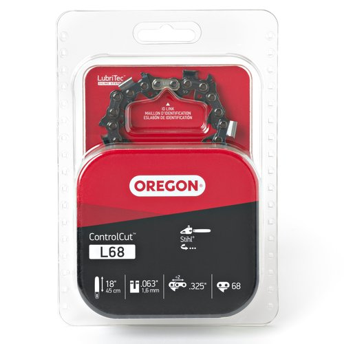 Oregon L68 ControlCut Chainsaw Chain for 18-Inch Bar, 68 Drive Links, .325" Pitch, .063" Gauge, Fits Several Stihl Models (22BPX068G),Grey