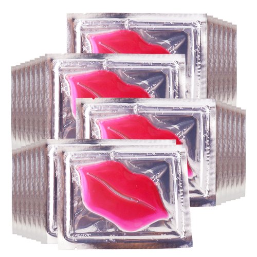 Jakuva 30PCS Moisturizing Collagen Lip Mask, Lip Sleeping Mask Lip Balm Bulk Lip Masks for Dry Lips,Remove Chapped Skin & Anti-Aging, Hydrating Plumping Your Lip,Pink