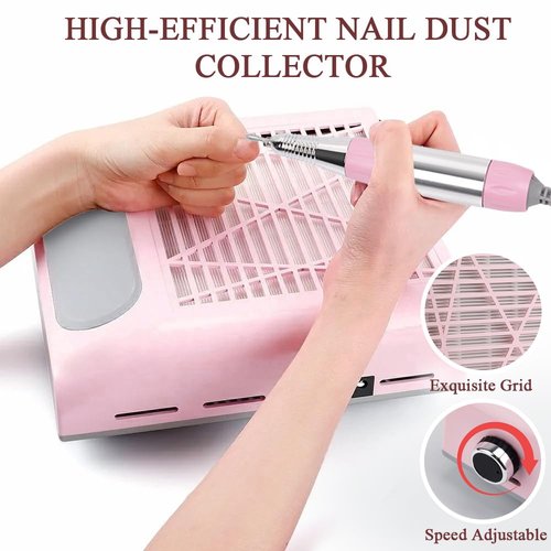 CoFashion Nail Dust Collector for Acrylic Nails Vacuum Machine 80W Adjustable Nail Vacuum Dust Collector Electric Nails Filter for Manicure Nail Fan Dust Collector
