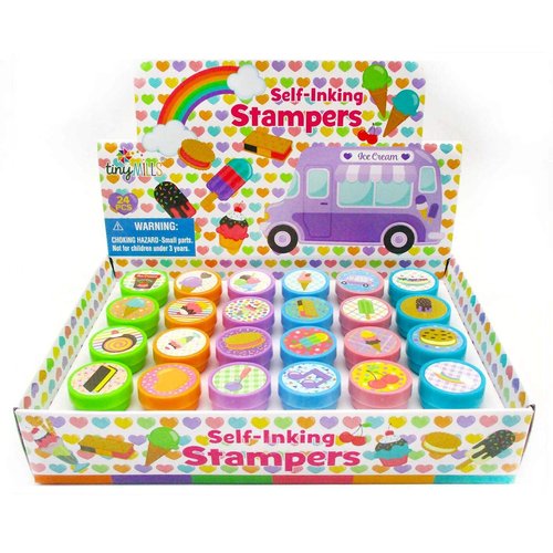 TINYMILLS 24 Pcs Ice Cream Stampers for Kids Birthday Party Favor Bag Fillers Valentine's Day Classroom Exchange Classroom Rewards Carnival Prizes