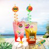 74Pcs Drinking Straws ＆ Stickers Set for Kids,Summer Pool Beach Party Favors,Beach Theme Party Decorations Supplies Hawaiian Birthday Goodie Bag Stuffers
