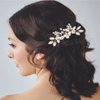 Foyte Crystal Wedding Hair Comb Flower Bride Headpiece Gold Rhinestone Hair Piece Bridal Side Hair Accessories for Women and Bride