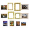 iLAND Miniature Dollhouse Accessories for Dollhouse Furniture on 1:12 Scale, Dollhouse Frames w/Printed Classic Paintings Set (4 Bright Golden Frames & Pictures)