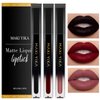MAKI YIKA 3Pcs Matte Liquid Lipstick Makeup Set, Black Dark Red Nude Lipstick Long Lasting Smudge Proof Transfer Proof Lip Makeup |Black/DarkRed/Nude