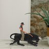 Desktop Ornaments Cowboy with Black Bull Figurine Farm Animal Cattle Figurine Western Riding Toy Playset for Bullfighter Playset Home Office Tabletop Decorative Human Figures Toys
