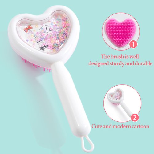 Gentle Detangling Hair Brush Set for Girls (WHITE HEART)