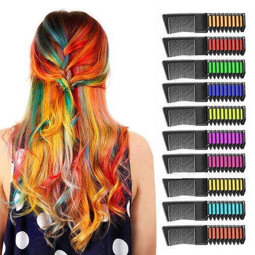 NEW Hair Chalk Comb,Temporary Hair Color Dye for Girls Age 4 5 6 7 8 9 10 Kids For New Year, Birt...