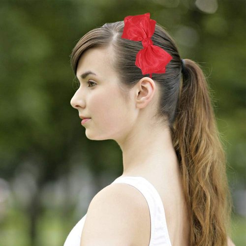 Lace Bowknot Headband with Big Ribbon Bow, Handmade Hair Hoop for Women, Party Decoration, Cosplay Costume Headdress, Christmas Hair Accessories, 1 Pack Red