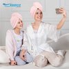 KEEPOZ Hair Towel Wrap Quick Dry 100% Cotton Super Absorbent Turban Head Wrap for Women with Button, Non Microfiber Anti Frizz Hair Products, Hair Cap for Curly, Long & Thick Hair (Pink, 1 Pc)