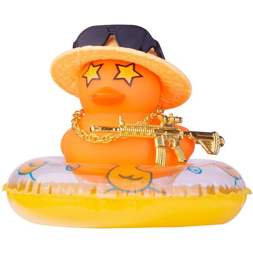 MuMyer Colorful Car Rubber Ducks Expressive Duck Dashboard Decorations Accessories with Mini Hat Swim Ring Necklace Sunglasses and Cool Prop for Car Dashboard Decorations Home Decor(F2)