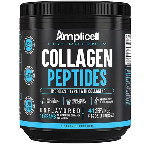 AMPLICELL Collagen Peptides Powder - Collagen for Women & Men - Type 1 & 3 Multi Collagen Protein Powder Unflavored - Hydrolyzed Collagen Supplements for Skin, Hair & Nails - 41 Servings