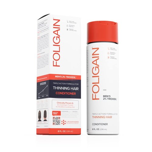 Foligain Triple Action Conditioner For Thinning Hair, Volumizing Conditioner for Men, 8 Fl. Oz.