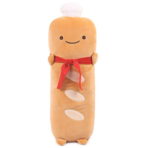 ARELUX Funny 17.7in Toast Baguette Pillow,French Baguette Shape Plush Hugging Pillow with Red Scarf,Soft Toast Food Sofa Cushion for Home Decor,Plush Toy for Friends Family Birthday