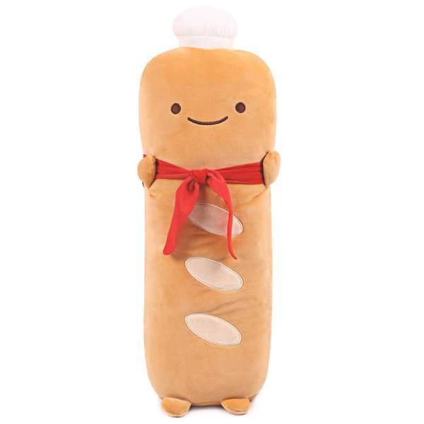 ARELUX Funny 17.7in Toast Baguette Pillow,French Baguette Shape Plush Hugging Pillow with Red Scarf,Soft Toast Food Sofa Cushion for Home Decor,Plush Toy for Friends Family Birthday